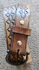 Vintage WESTERN LEATHER SOUTHWESTERN STYLE COWBOY RODEO BELT NWOT SZ 38