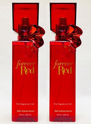 2 Bath & Body Works FOREVER RED Original Square Fine Fragrance Mist Bow 8 oz