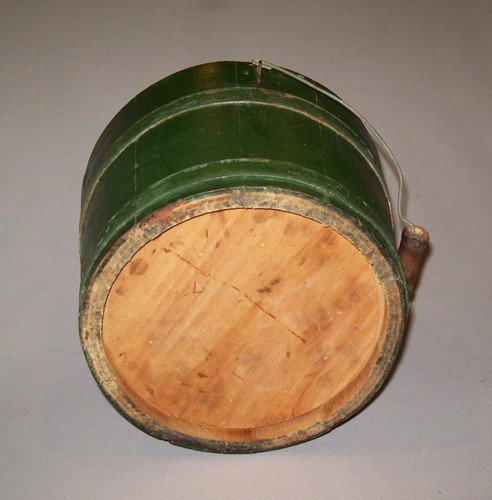 Antique Vtg 19th C 1890s Wooden Staved Bucket Original Green Paint Primitive - Picture 6 of 10