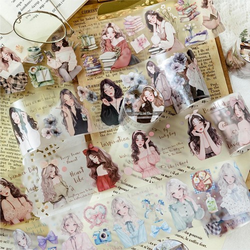 Flowers Lady Girls PET Tape Stickers Junk Journal Planner Scrapbooking Supplies - Picture 3 of 16