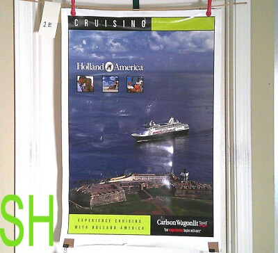 Vintage Holland America Line Cruise Carlson Wagonlit Travel Agency Poster 36x24