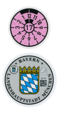 German License Plate Registration Seal (M) Munich BMW 2017 Set