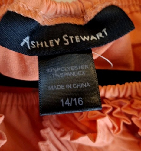 Women's Ashley Stewart Coral Parachute Blouse with Pleated Floral Neckline 14-16 - Picture 7 of 7