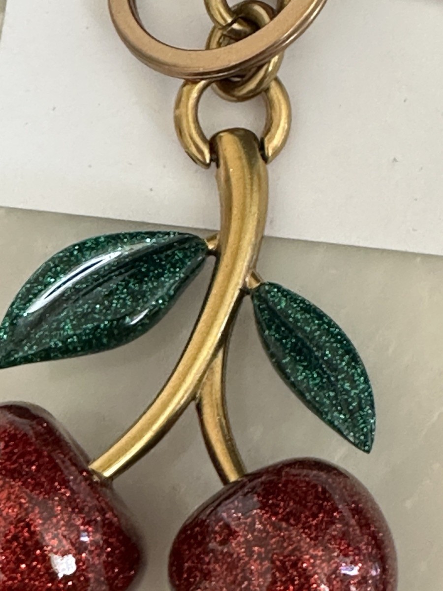 NWT COACH RED GLITTER CHERRY BAG CHARM BRASS 23205 | eBay