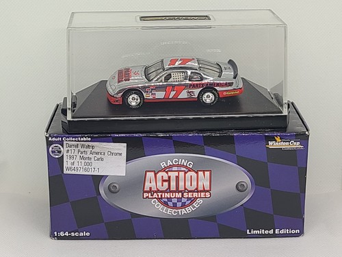 Action Darrell Waltrip #17 Parts America Chrome 1997 Monte Carlo 1:64 W/ Display - Picture 3 of 15