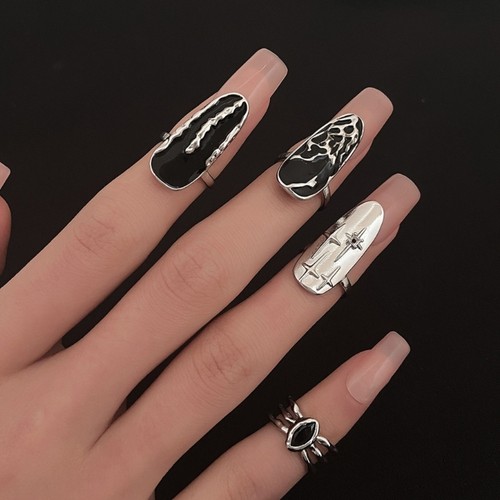 4pcs Comfortable Adjustable Nail Art Rings Delicate Fingertip Ring Set Accessory - Picture 3 of 8