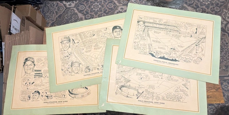 new york Baseball Stadium reprints 1947-64 16” x 22” gene Mack boston globe pub.