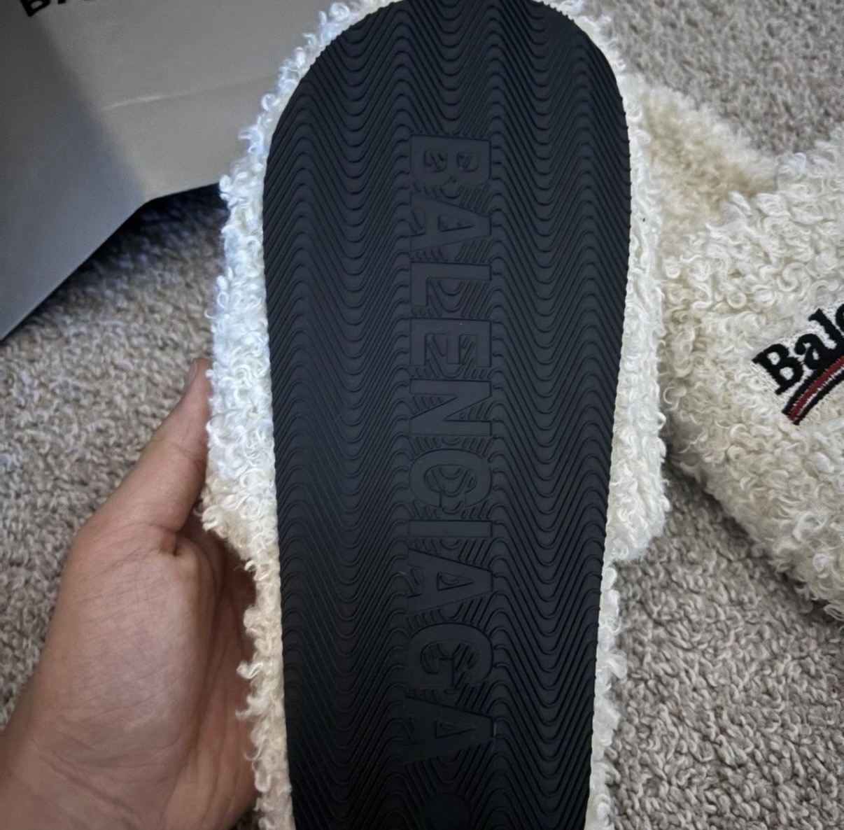 Balenciaga White Furry slides  Men's EU 44 thumbnail 3