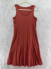 Garnet Hill Tank Midi Dress Womens XS Orange Terracota Scoop Neck A-Line Boho