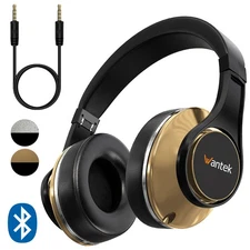 Wantek Wireless Over-Ear Headphone with 3.5mm cable Foldable Bluetooth Headset