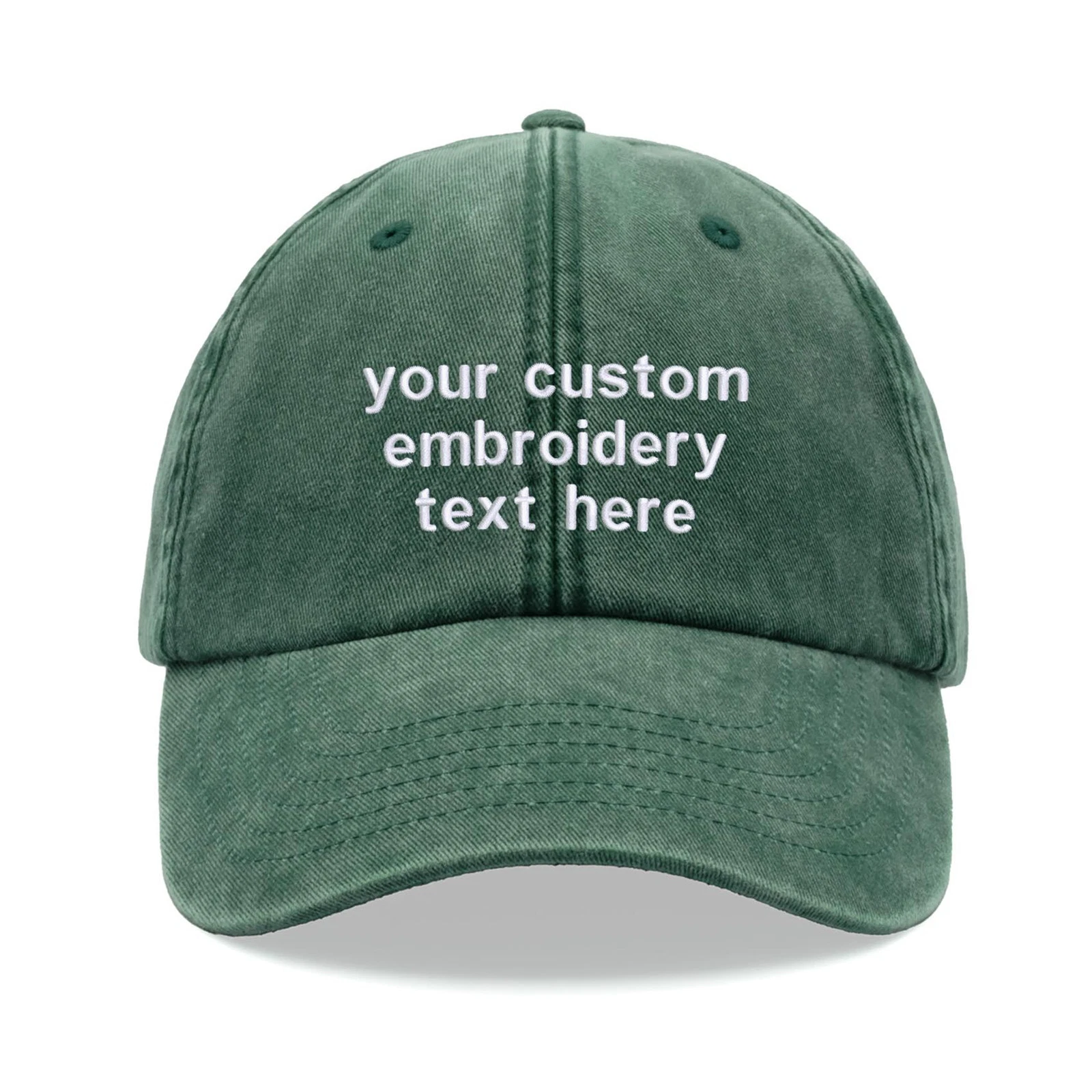 Personalised Custom Any Message Text Baseball Cap Vintage Washed Unisex Dad Hat