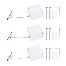 3Set 4.9ft Retractable Remote Tether Remote Cable Lock White Plastic Cap 