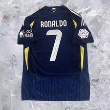 Maillot Football Ronaldo Al Nassr Adulte/Enfant T-Shirt Manche Courte Foot Bleu 