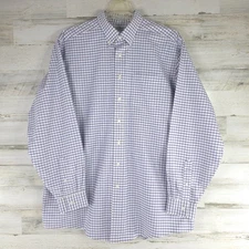 LL BEAN SIZE 17.5 - 37  Wrinkle Resistant Button Up Long Sleeve Red Plaid Shirt.