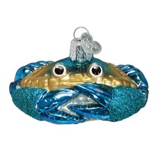 Old World Christmas Glass Blown Ornament, Blue Crab With OWC Gift Box 