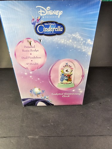 Disney Cinderella Sculpted Anniversary Clock With Box Dual Pendulum 9" - Picture 3 of 7