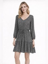 Lily Rose Black & White Floral Long-Sleeve Dress