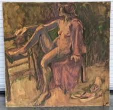 Estate Sale Collection Texas Artist Nude Painting Canvas 40" x 40"