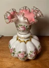 Fenton Charleton Rose Peach Blow Goldcrest  Melon Vase 8 3/4" 1940s