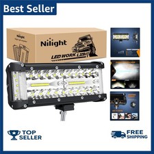 Nilight Side Shooter Light Bar 7 Inch Triple Row Spot Flood Combo Work Off Road