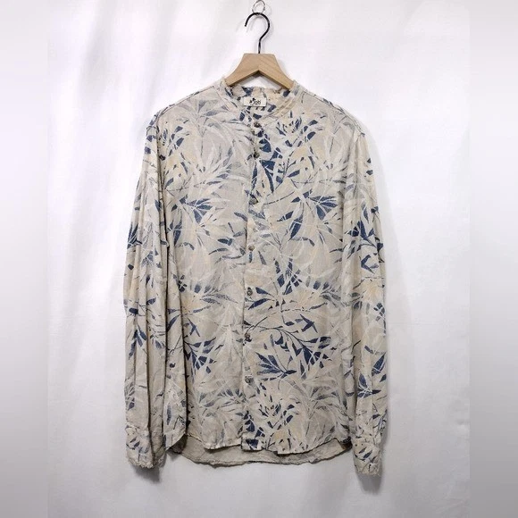 Job 100% Linen Leaves Print Button Shirt Mens XL Cream Blue Italy Boho Retro 90s
Opens in a new wind