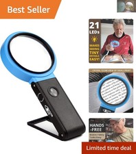 Powerful 30X Magnifier with LED Lights and Hands-Free Stand - Great for Reading