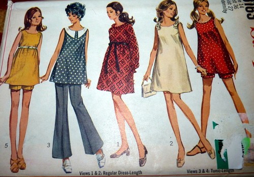 *BELLISSIMO ABITO PREMAMAN ANNI 60 PANTALONE CORTO modello cucito 14/36 FF - Foto 1 di 2