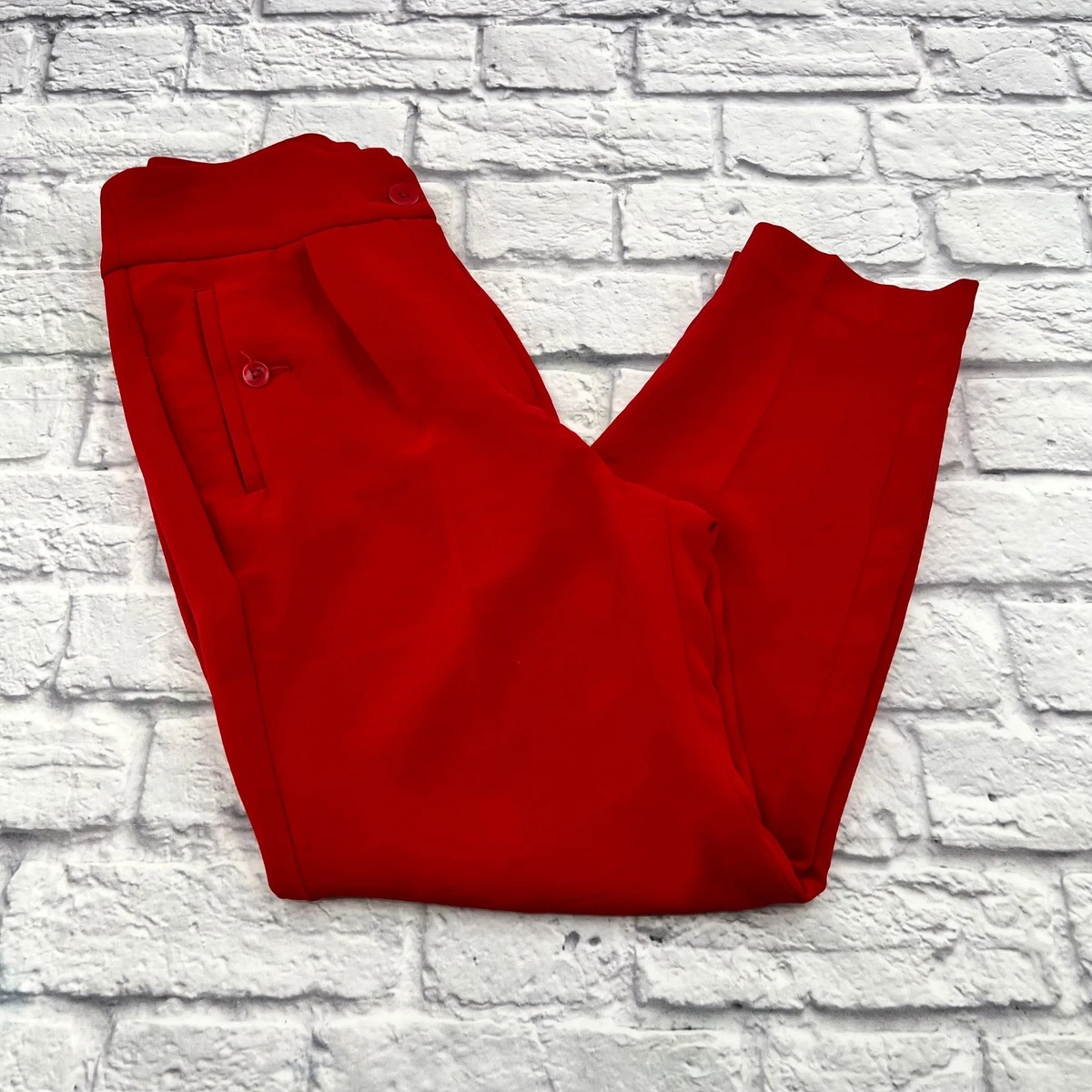 open lace back dress Crimson red stretch dress pants for women | Petite & Tall