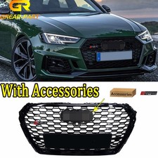 For Audi A4 S4 B9 Grill 2017 2018 2019 RS4 Style Honeycomb Glossy Black Grille