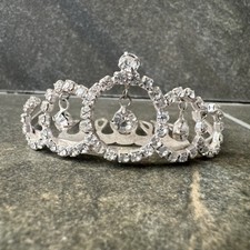 Small Rhinestone Crown Comb - Silver Pageant Crown