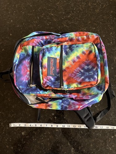 Jansport Tie Dye Backpack Rainbow Pattern Adjustable Straps - Picture 10 of 10