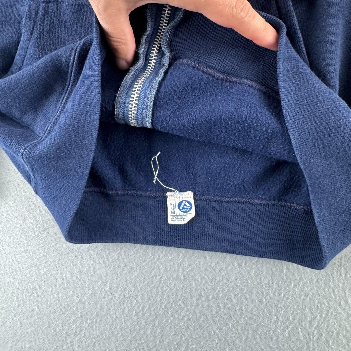 Vintage 70s Sweatshirt Mens Fits XS 17x22 Full Zip Artex Selvedge