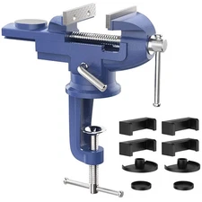 Universal Table Vise 3 Inch, 360°Swivel Base Bench Clamp Home Vise Clamp-On V...