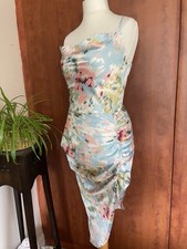 Cider Dress Size Large Satin Summer Fits U.K. Medium Pastel Strappy Holiday