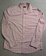 UNTUCKit Shirt Men`s Red Plaid Slim Fit Button Up Long Sleeve Shirt / Size Large