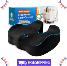 Thick Seat Memory Foam Cushion for Pressure Tailbone Back Pain Relief Office Car