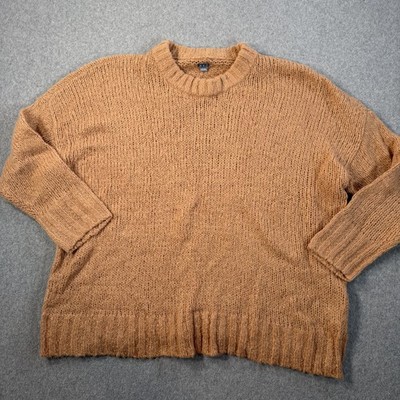 Aerie Women's Small Brown Chunky Knit Oversized Sweater Crew Neck Wool Blend