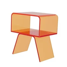 Acrylic Nightstand Side Table Modern nightstand Clear Home Decor Display Orange