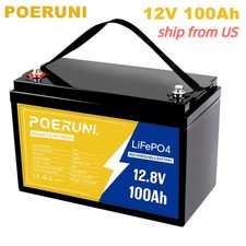 100Ah 12V LiFePO4 Lithium Battery 1280Wh Built-in BMS Deep Cycles Car 100 NEW