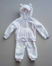 BABY GAP Cozy Fleece Hoodie Pants Outfit Set Light Dusty Pink Size 18-24M