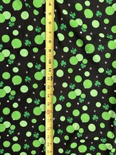 Irish Sprit Cotton Fabric Green Clover Dots Toss Allover 2.91 Yd L x 45 W
