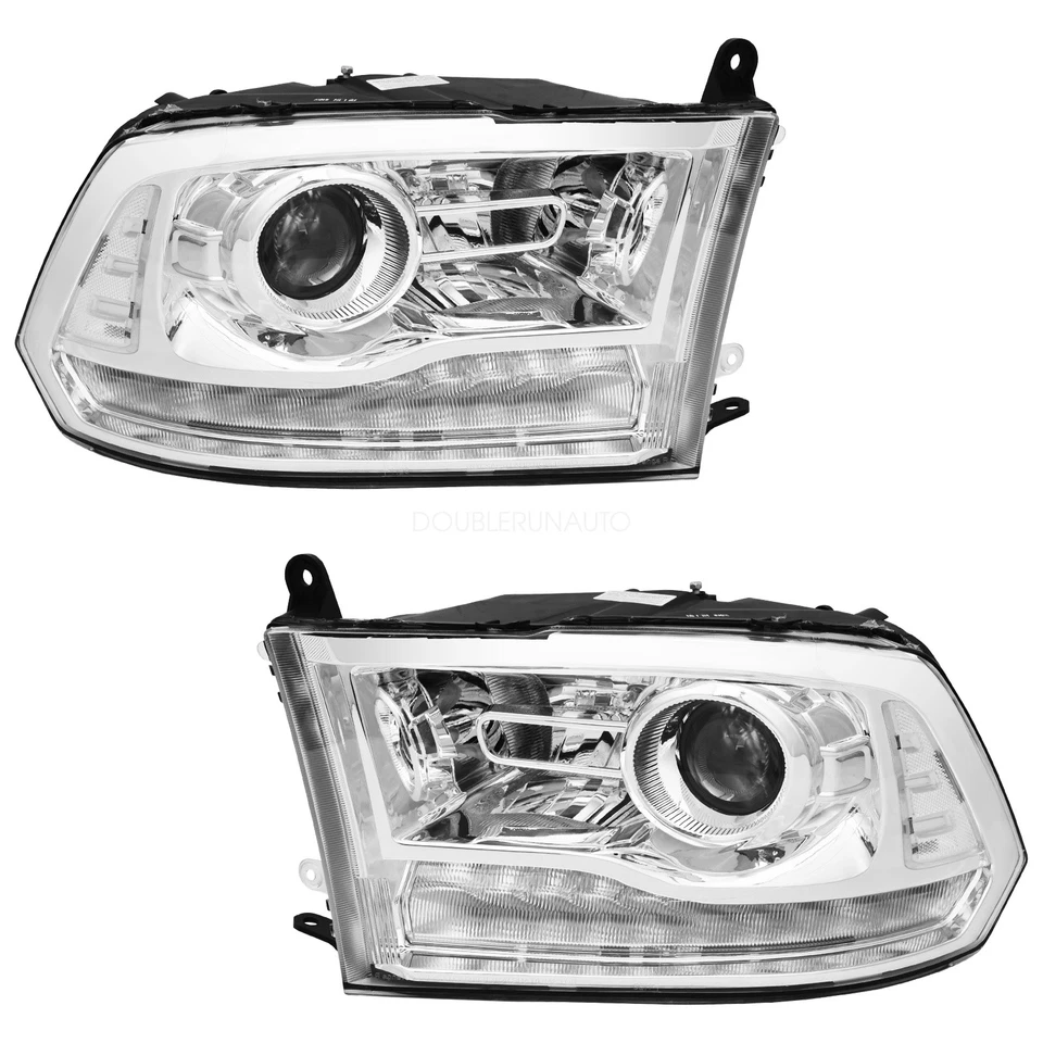 Fit For 2013-2018 Dodge Ram 1500 2500 3500 Chrome Projector Headlights w/LED DRL - Image 2 of 4