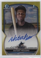 2023 Bowman Chrome Prospect Yellow Refractor 58/75 Antony Peguero Auto v9t