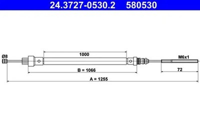 Handbremsleitung 24.3727-0530.2 ATE für PEUGEOT CITROËN FIAT LANCIA