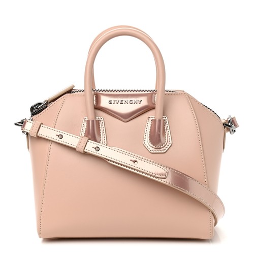 NEW GIVENCHY mini Antigona light pink top handle satchel metallic trim & strap