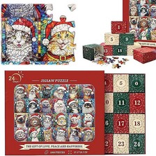 Christmas Kitty Cats Kittens 1000 Piece Holiday Advent Calendar Jigsaw Puzzle