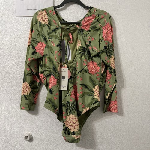 Agua Bendita x Target Damen Badeanzug grün Blumen Größe 2XL Tropical Urlaub - Bild 4 von 5