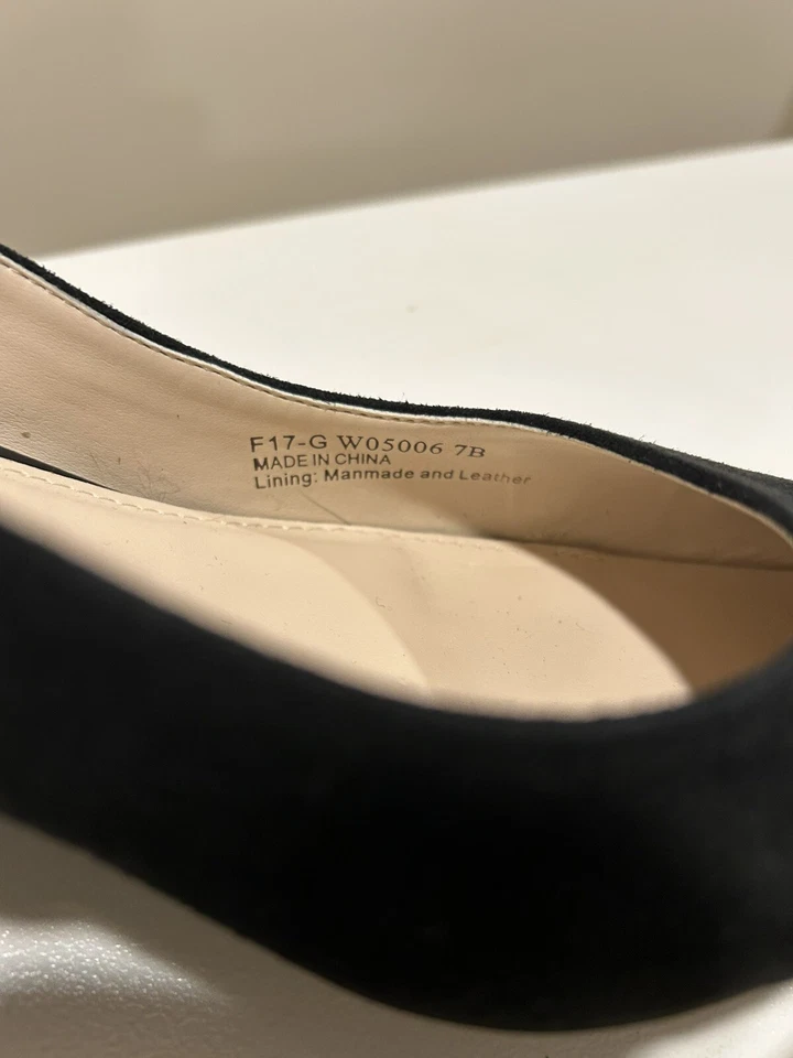 Cole Haan Negro Gamuza Puntera Almendra Tacones Bloque Sin Cordones Zapatos Tacones Talla 7B Foto 3 de 4