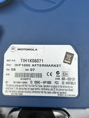 MOTOROLA TIH1K06071 BLUETOOTH VIVAVOCE CON MICROFONO CON CABLAGGIO 0143700Z01 - Foto 4 di 5