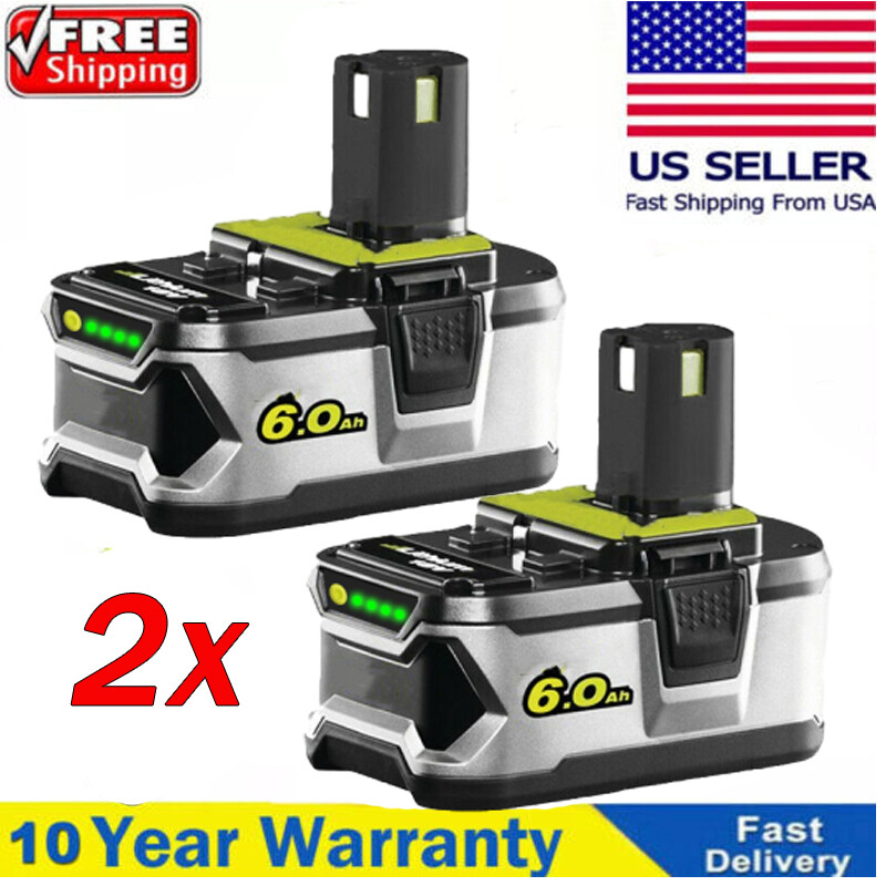 2X 18V 6.0Ah For RYOBI P108 18 Volt One Plus High Capacity Lithium-Ion Battery